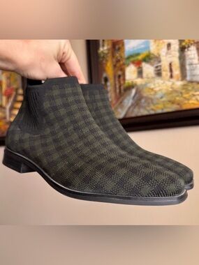 Vivaia Ryan Pro Chelsea Booties Ankle Boots Black Green Gingham 39